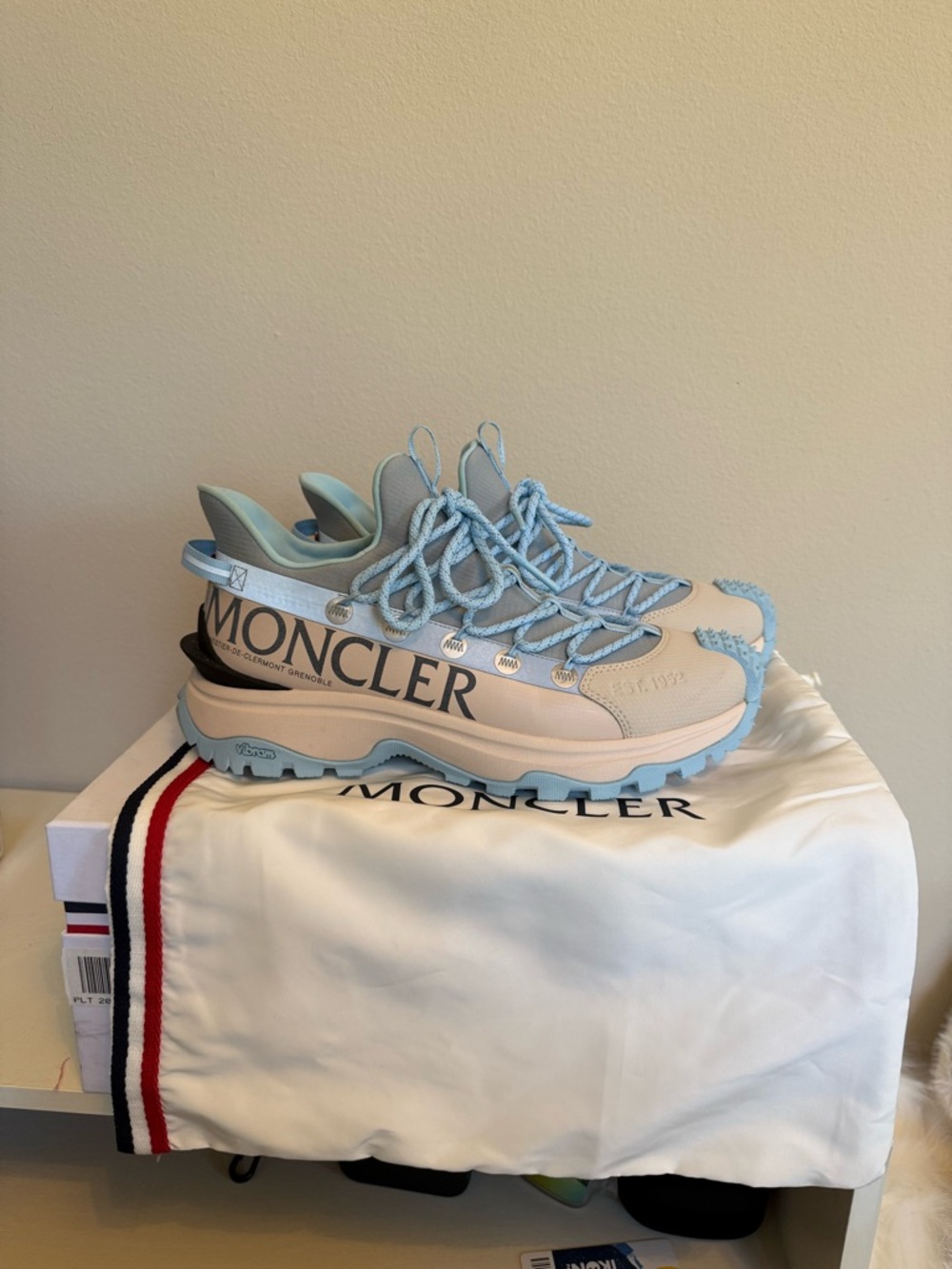Moncler sneakers Pale Blue and Cream Trail Sneakers, size 40